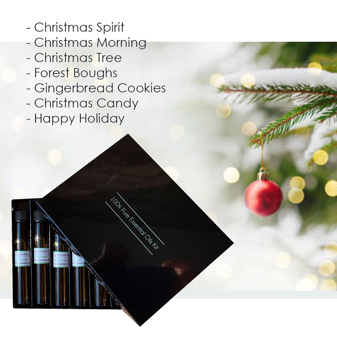 purelyBlack pure Christmas essential oil blend collection six 10ml festive bottles including gingerbread christmas morning and christmas tree in Australia