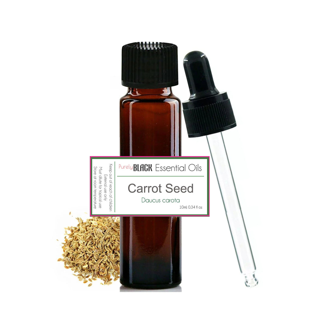 A bottle of pure carrot seed oil used for grounding aromatherapy in an Australian home.