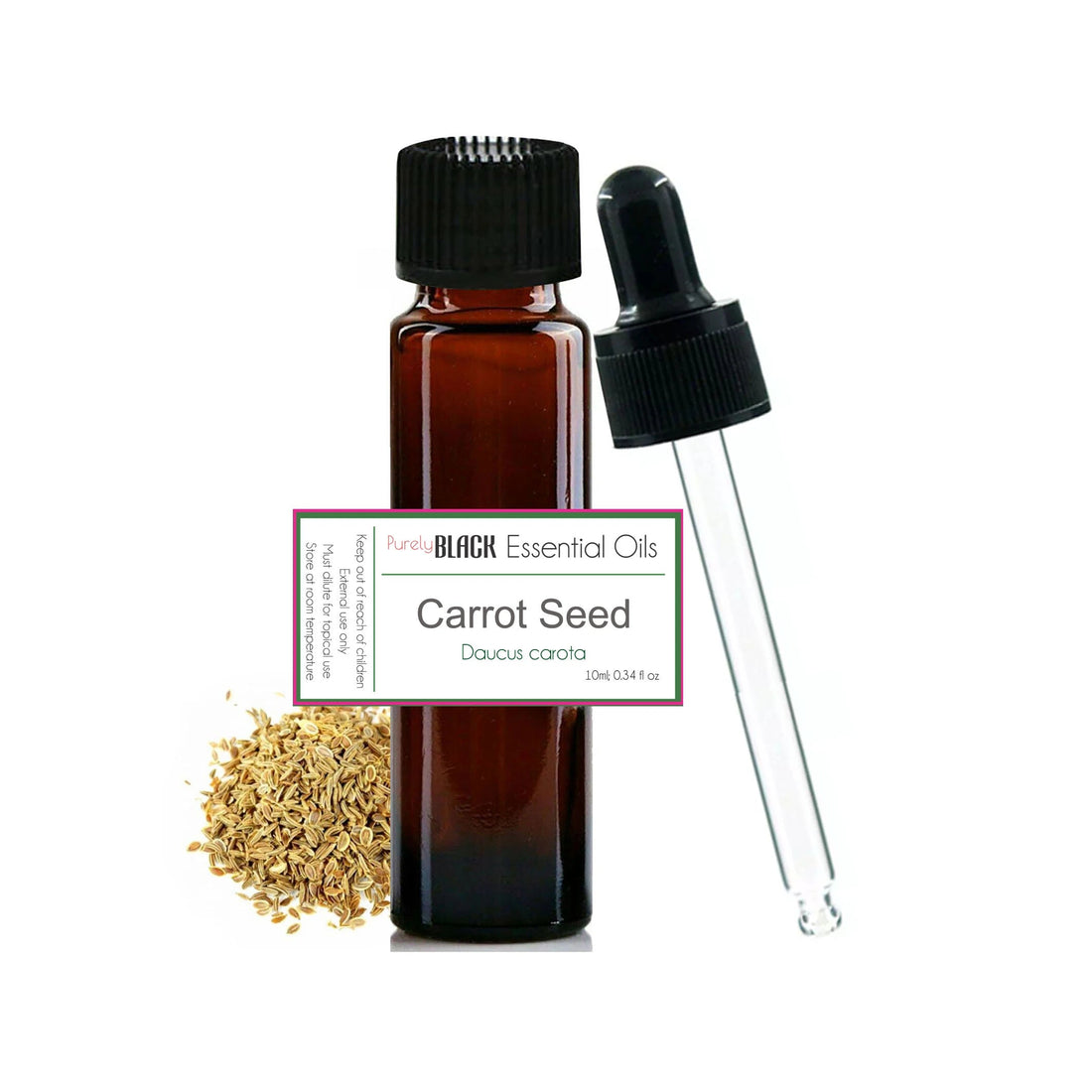 A bottle of pure carrot seed oil used for anti-aging skin rejuvenation in Australia.
