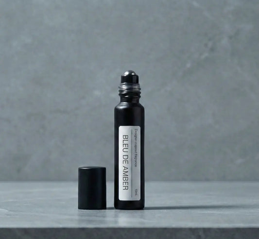 purelyBlack MIDNIGHT BLUE perfume oil bottle and travel spray as the best Chanel BLEU DE CHANEL dupe in Australia.