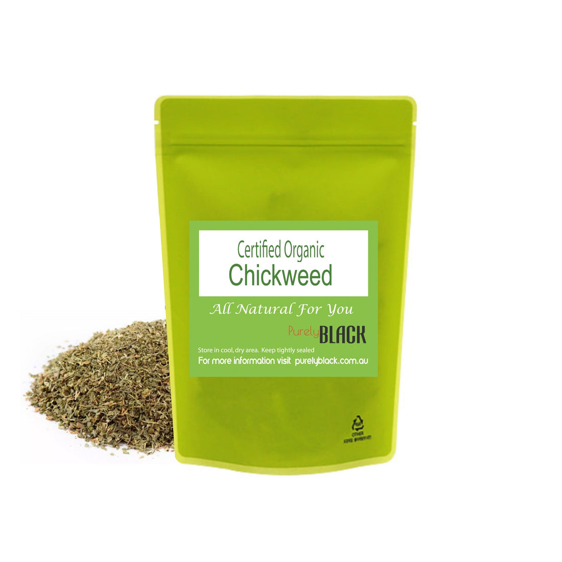Loose leaf organic chickweed tea dried aerials ready for steeping in a teapot