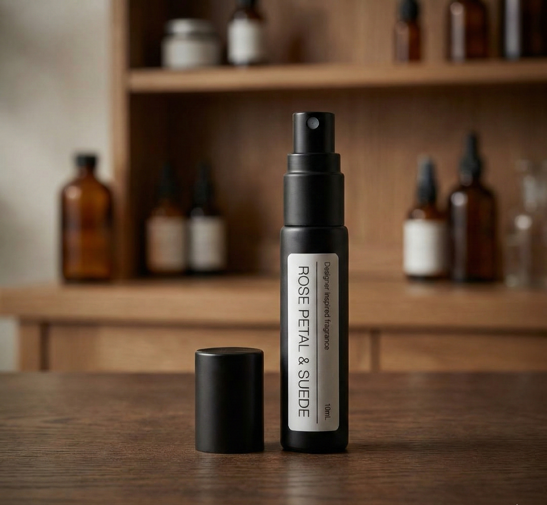 ROSE PETAL & SUEDE alcohol-free perfume oil bottle, inspired by Jo Malone Peony & Blush Suede