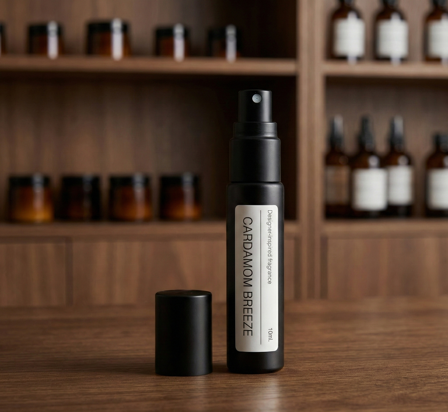 Black roll-on bottle with cap, CARDAMOM BREEZE Aesop OLOUS dupe Australia