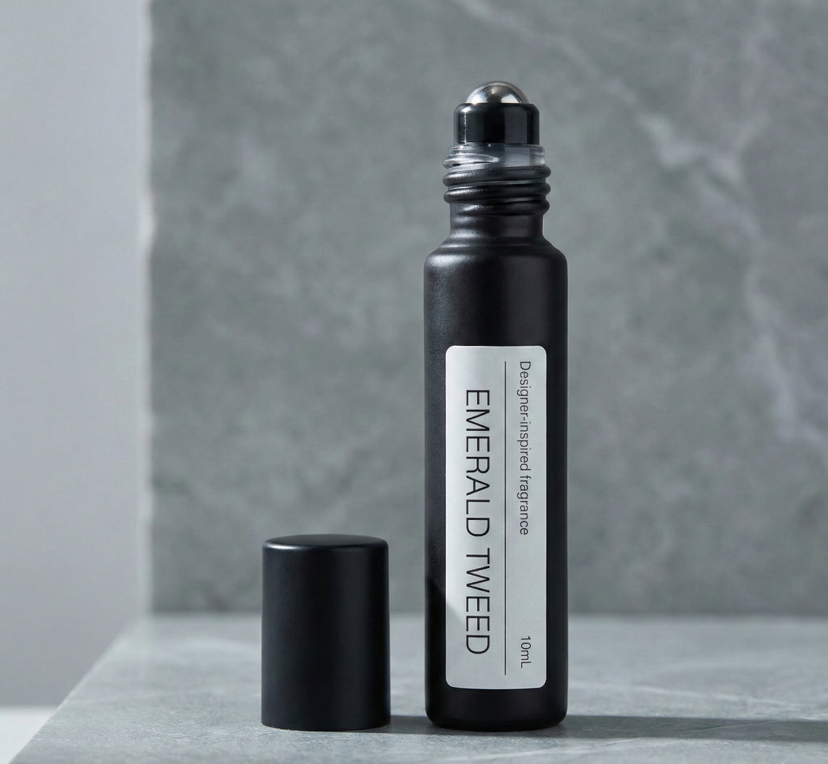 Perfume oil bottle with silver cap EMERALD TWEED alternative to Creed GREEN IRISH TWEED fougère fragrance