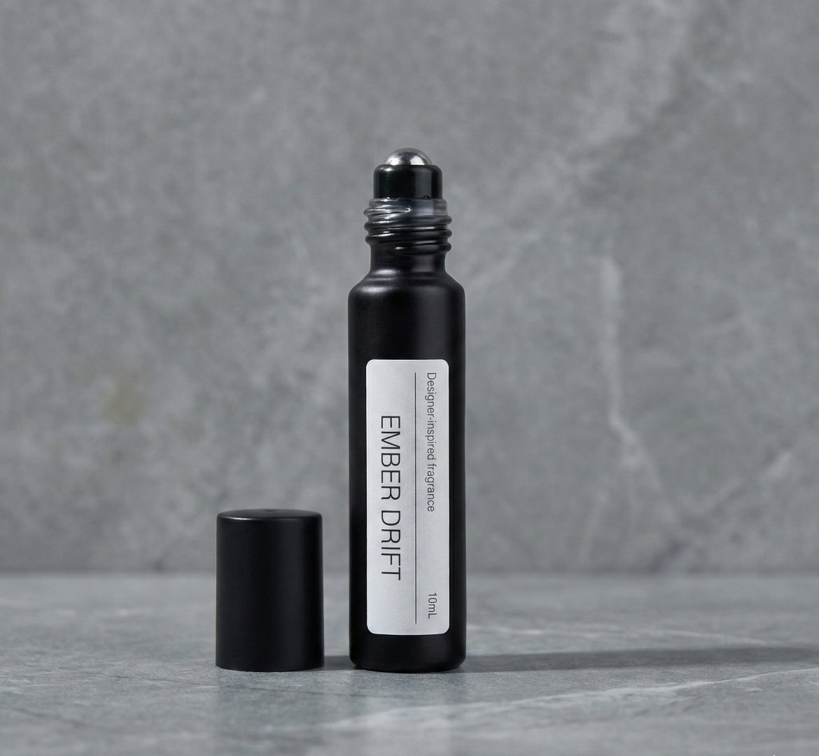 Aromatic fougere fragrance spray bottle closeup, EMBER DRIFT Dior SAUVAGE alternative