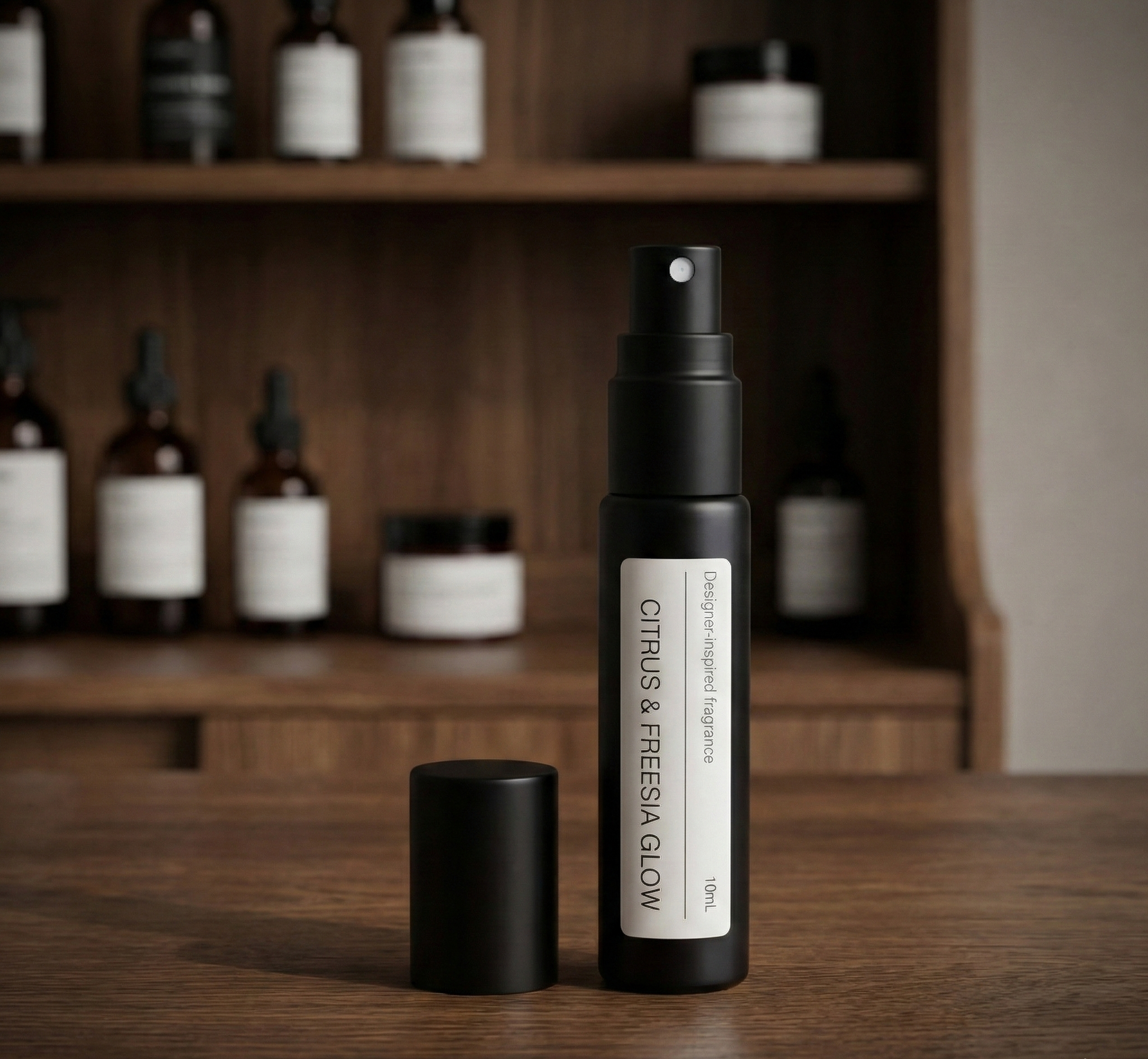 Black perfume bottle on white surface CITRUS & FREESIA GLOW Dior Addict Eau Fraiche dupe 10ml roll-on