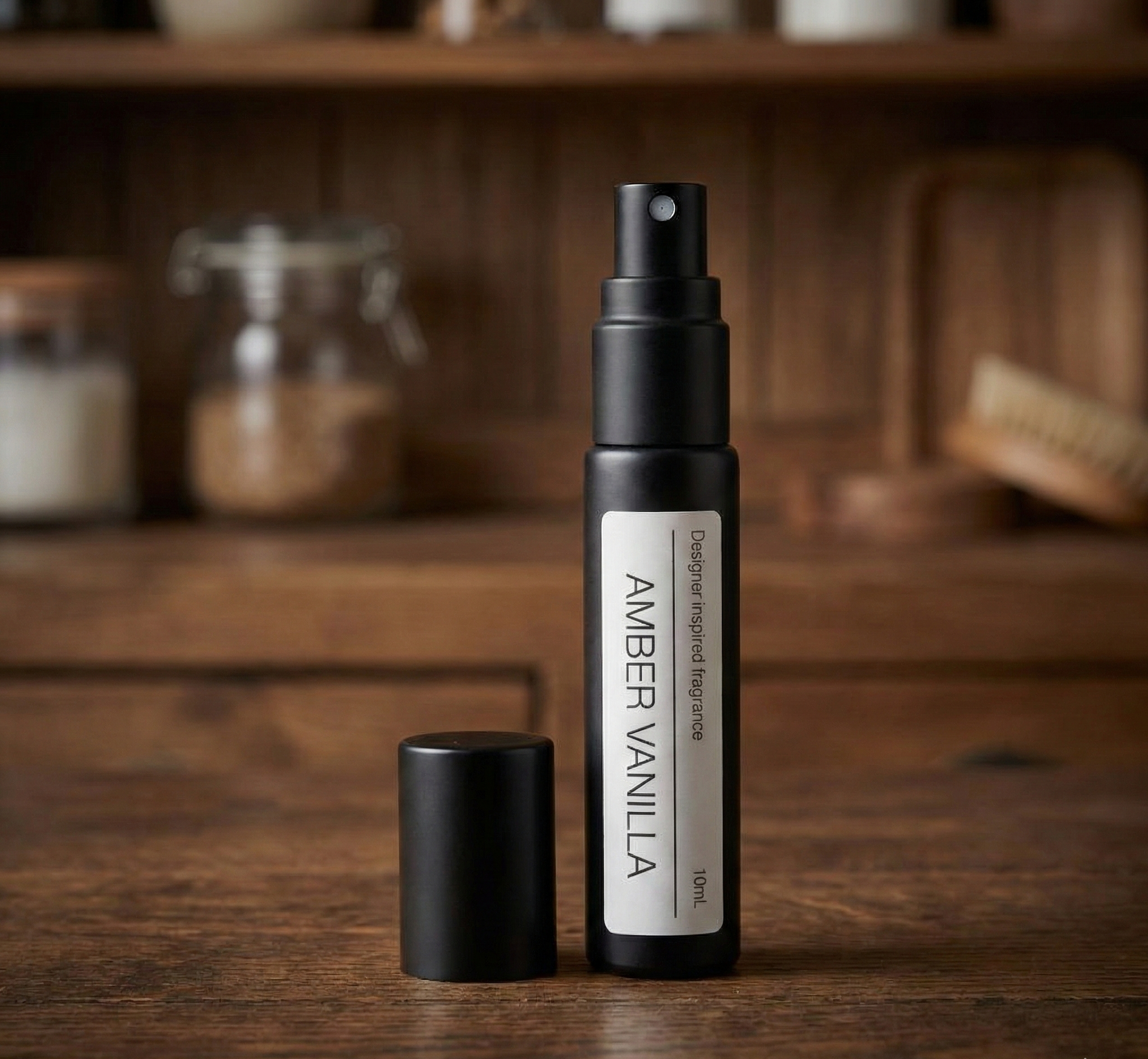 Black roll-on perfume bottle on white surface Amber Vanilla Laura Mercier AMBRE VANILLE dupe Australia