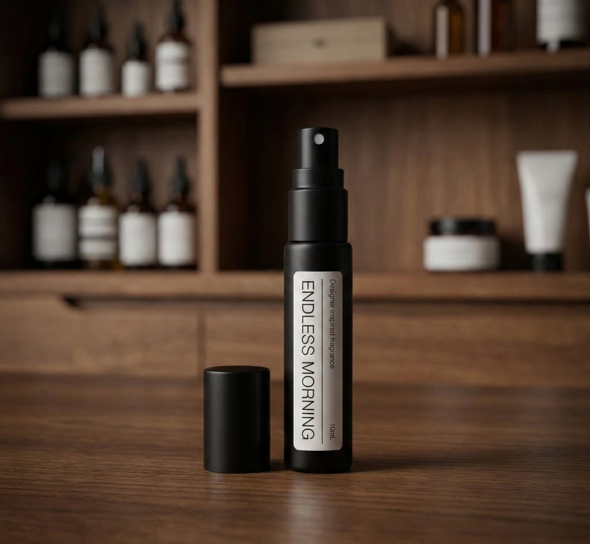 Black roll-on perfume bottle on white surface ENDLESS MORNING Replica LAZY SUNDAY MORNING dupe